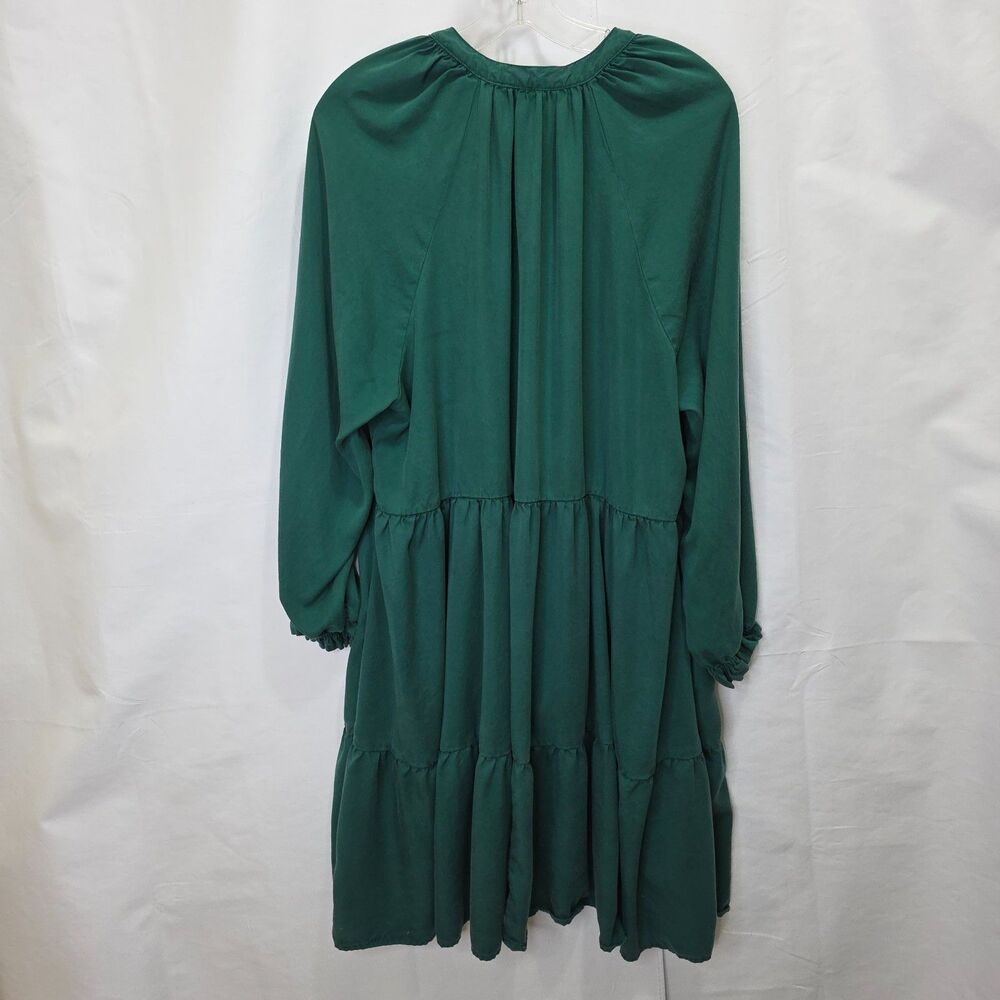 Terra & Sky Dress Womens Plus Sz 1X  Kelly Green Tiered Boho Cottagecore Prairie - Picture 2 of 12